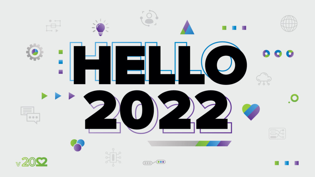 graphic with text that says hello 2022